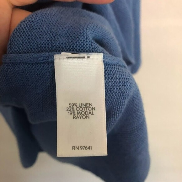 J. Jill Blue Linen Cotton Blend 3/4 Sleeve Sweater Size Small - Picture 3 of 5